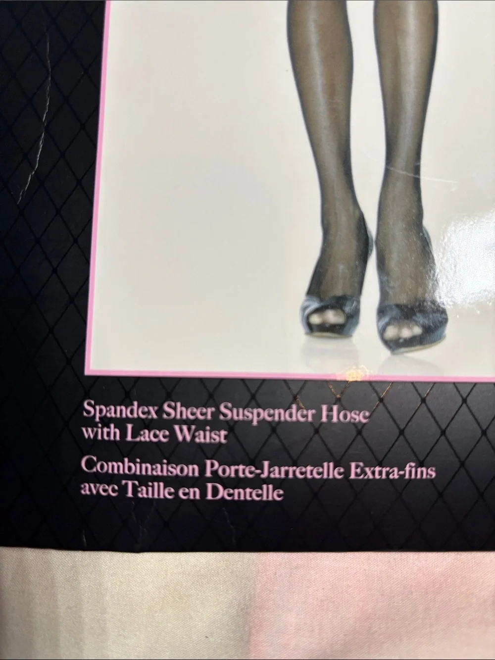 Leg Avenue Black Sheer Garter Tights with Lace Waist